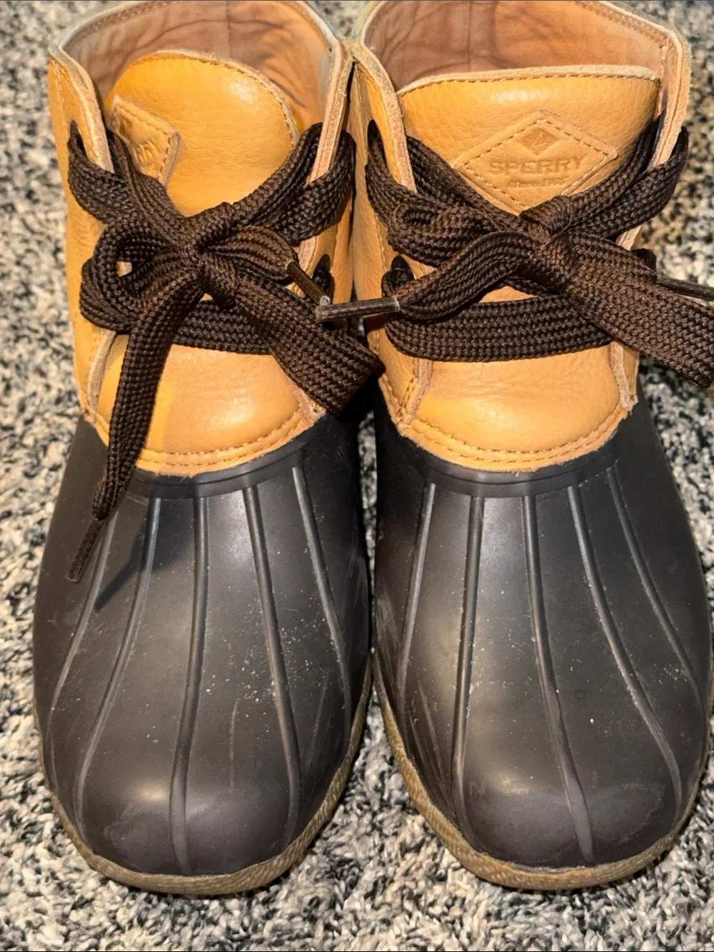 Sperry Saltwater Duck Boots Women’s Size 9 Tan Leather Brown Waterproof